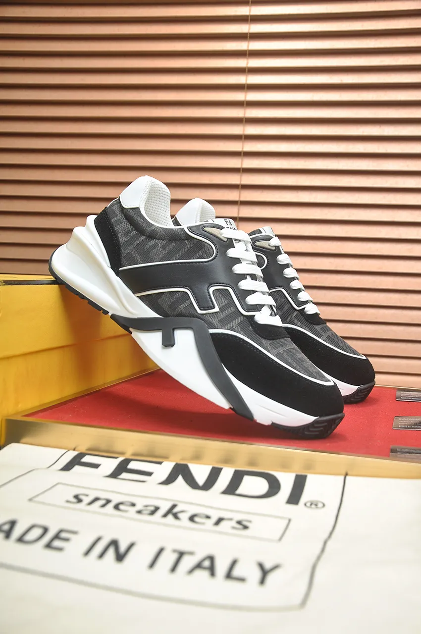 Men's shoes 💰600💶 [Fendi] The latest casual sports shoes 🔥 Many 💑 stars have the same style FD match. The original version is a one-to-one replica. Designer Kim Jones's first fendi match and Donkey brand Trainer basketball sneakers. Material: Original silk mesh. Lining: Breathable mesh. Packaging: Original 1:1 matching high-end packaging. Size: 38-45 (45 is custom-made and cannot be returned or exchanged)